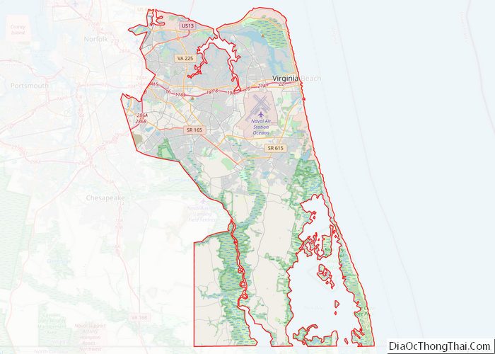 Map of Virginia Beach Independent City