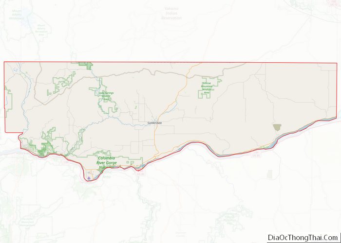 Map of Klickitat County, Washington