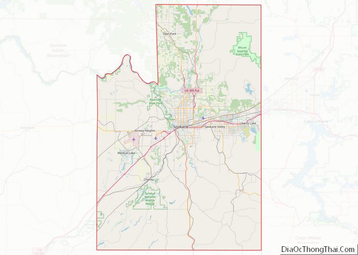 Map of Spokane County