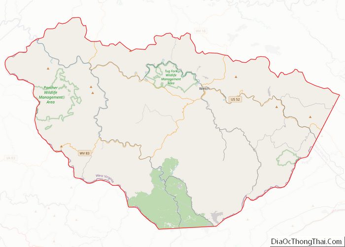 Map of McDowell County