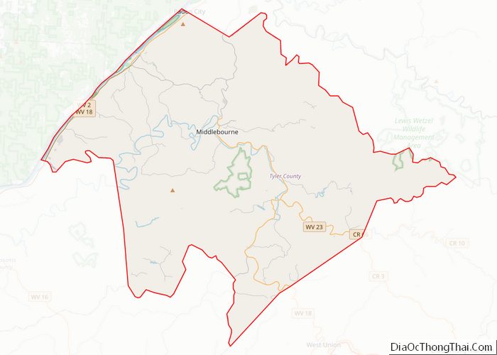 Map of Tyler County