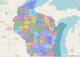 Political map of Wisconsin State – Printable Collection