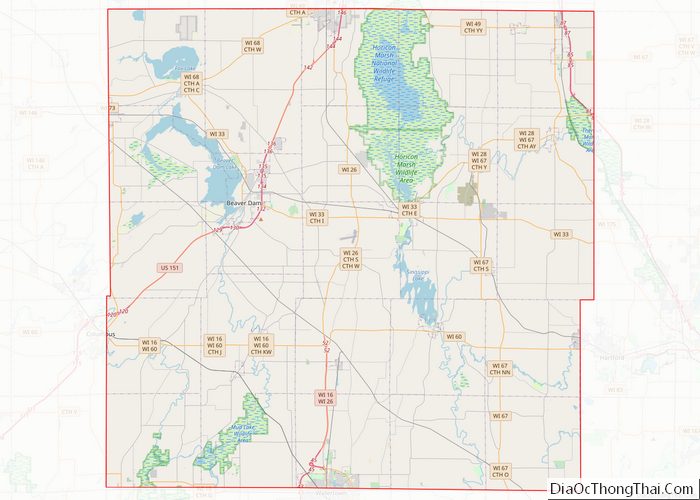 Map of Dodge County, Wisconsin Địa Ốc Thông Thái