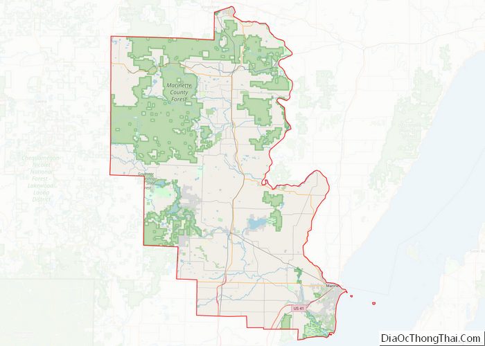 Map of Marinette County