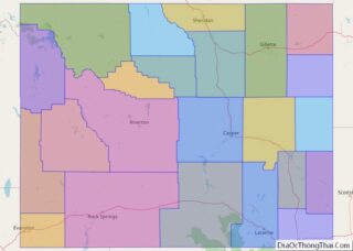 Political map of Wyoming State – Printable Collection