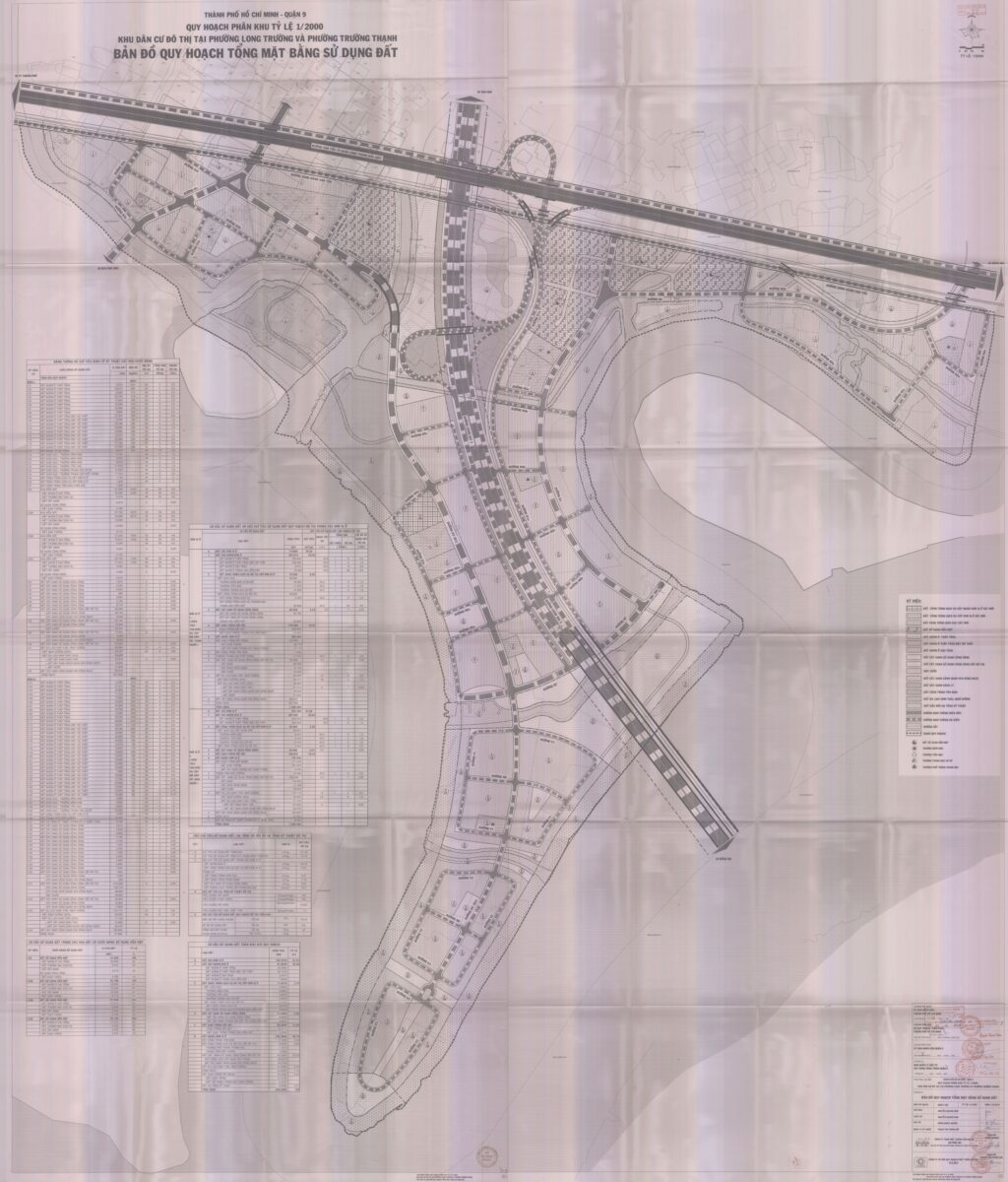 Bản đồ quy hoạch phân khu tỷ lệ 1/2000 khu dân cư đô thị tại phường Long Trường và phường Trường Thạnh