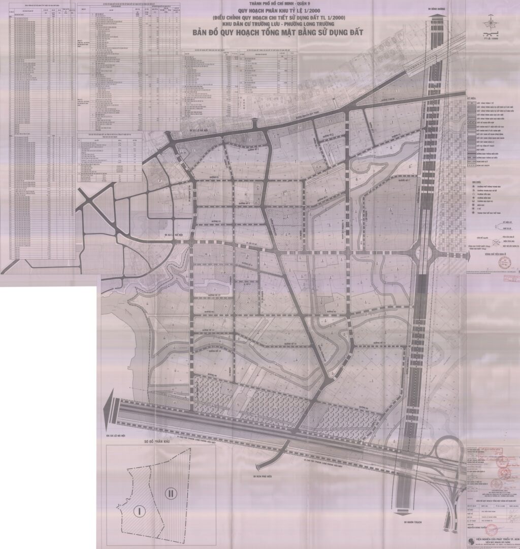 Bản đồ quy hoạch phân khu tỷ lệ 1/2000 khu dân cư Trường Lưu phường Long Trường