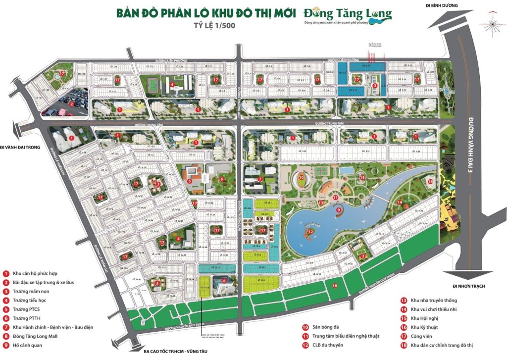 Bản đồ mặt bằng phân lô khu đô thị Đông Tăng Long