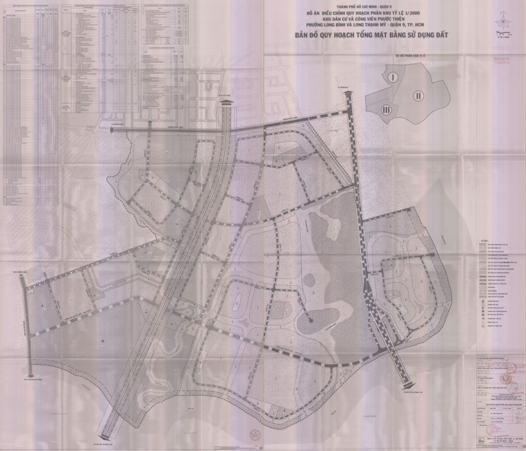 Bản đồ quy hoạch phân khu tỷ lệ 1/2000 KDC và công viên Phước Thiện, phường Long Bình và Long Thạnh Mỹ