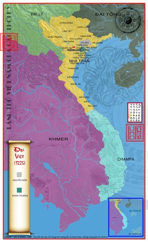 Bản đồ lãnh thổ nước Đại Việt năm 1225