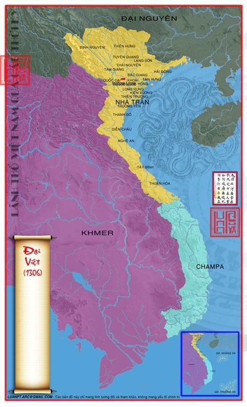 Bản đồ lãnh thổ Việt Nam thời nhà Trần năm 1306