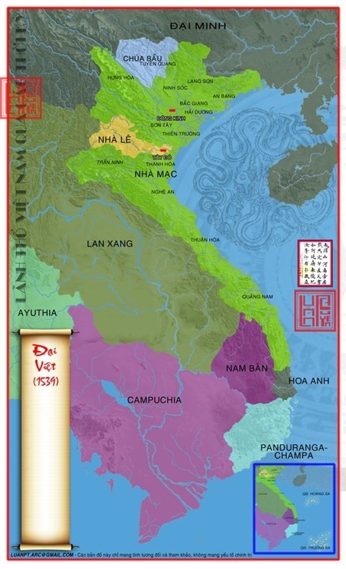 Bản đồ lãnh thổ Việt Nam vào năm 1479 - thời Lê Sơ.