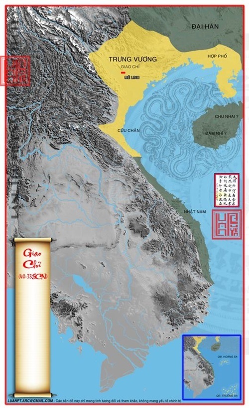 Bản đồ Giao Chỉ 40 TCN – 33 SCN. Bản đồ Việt Nam xưa
