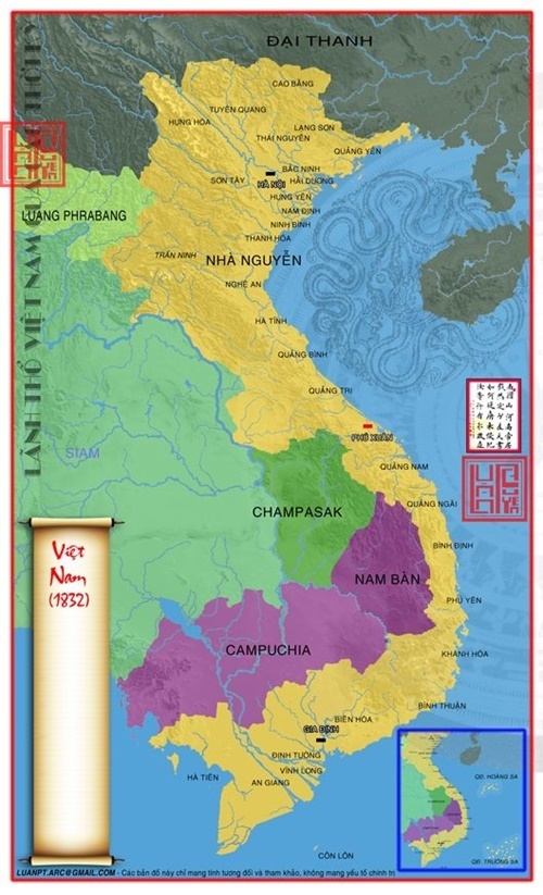 Bản đồ lãnh thổ Việt Nam 1832