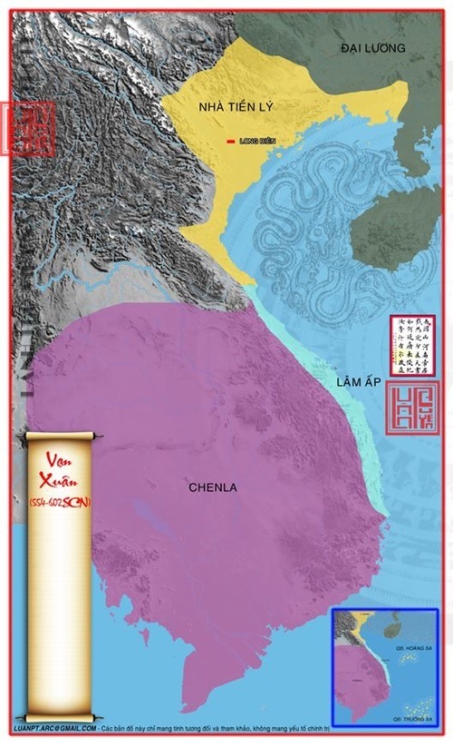 Bản đồ Nước Vạn Xuân 554 – 602. Bản đồ Việt Nam xưa