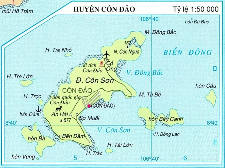 Bản đồ huyện đảo Côn Sơn hay còn gọi là Côn Đảo