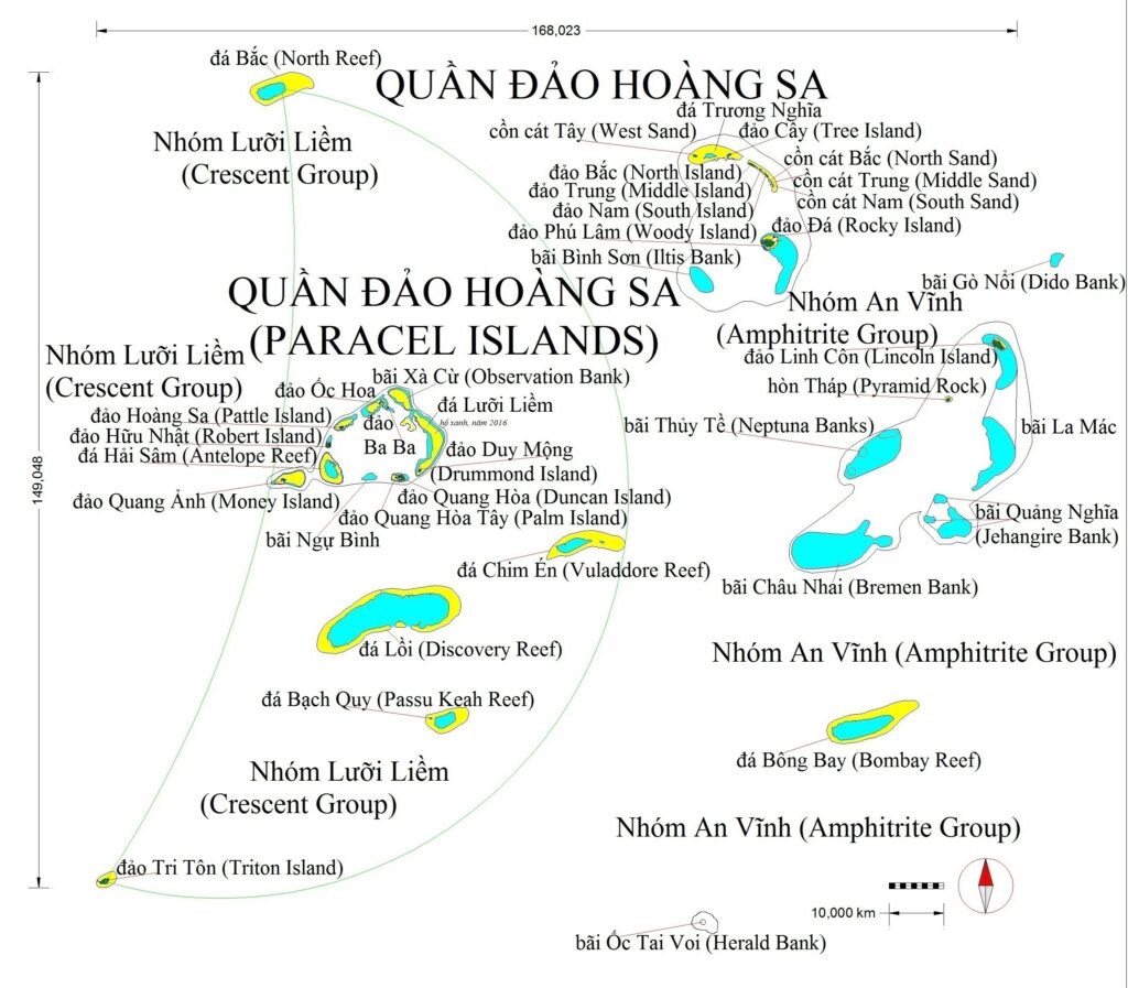 Bản đồ các đảo thuộc quần đảo Hoàng Sa