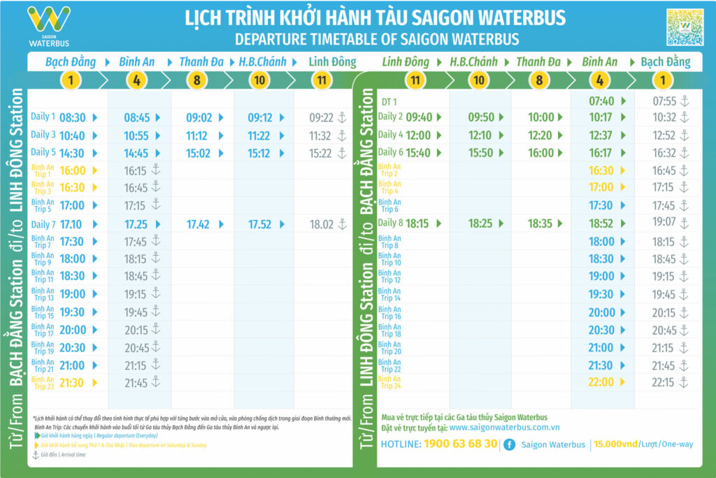 Lịch chạy Tết Nguyên Đán 2022 của buýt sông Sài Gòn