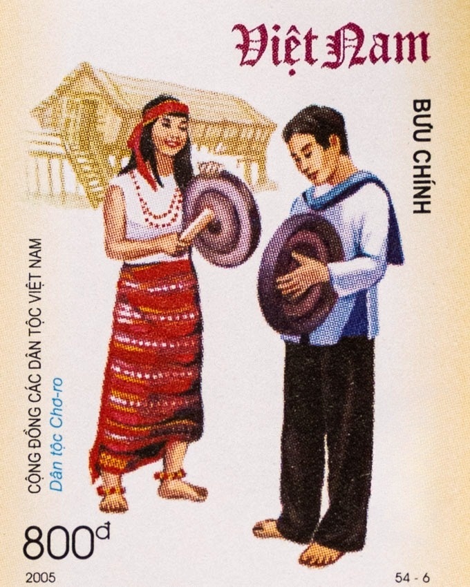 Hình ảnh dân tộc Chơ Ro - bộ tem 54 dân tộc Việt Nam
