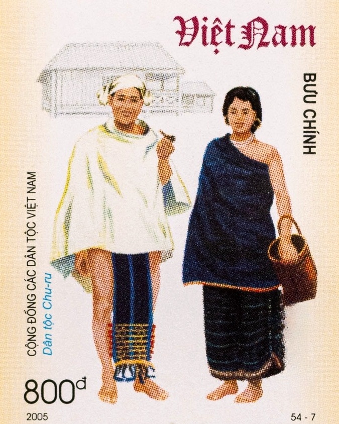 Hình ảnh dân tộc Chu Ru - bộ tem 54 dân tộc Việt Nam