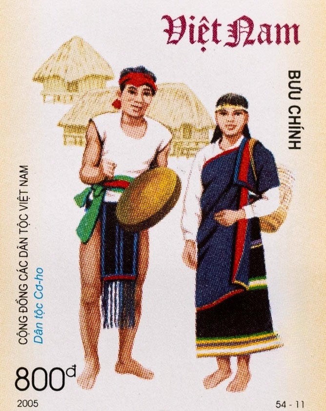 Hình ảnh dân tộc Cơ Ho - bộ tem 54 dân tộc Việt Nam