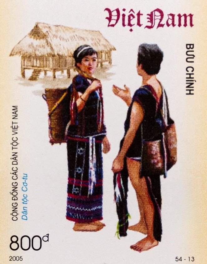 Hình ảnh dân tộc Cơ tu - bộ tem 54 dân tộc Việt Nam