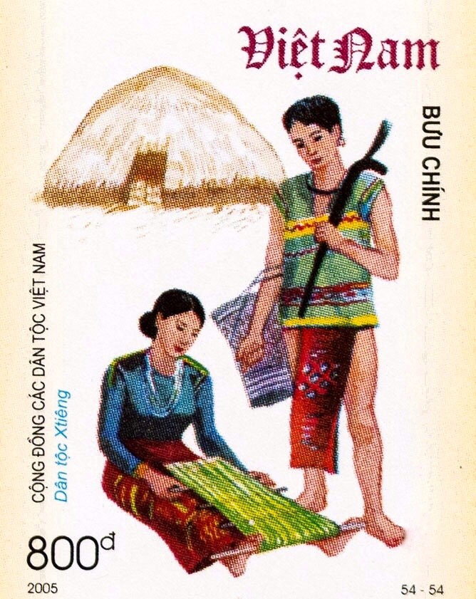 Hình ảnh dân tộc X’Tiêng - bộ tem 54 dân tộc Việt Nam