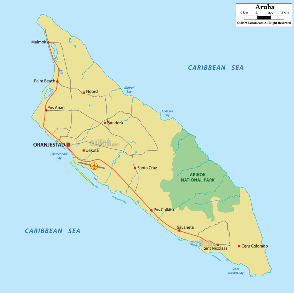 Aruba political map.