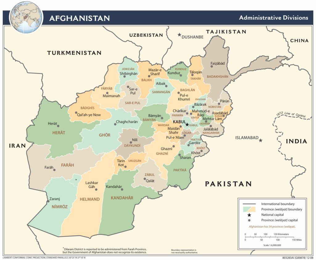 Afghanistan administrative map.