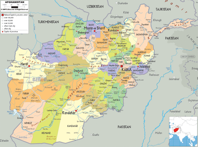 Bản đồ hành chính Afghanistan khổ lớn