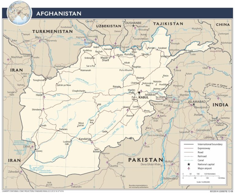 Afghanistan transportation map.