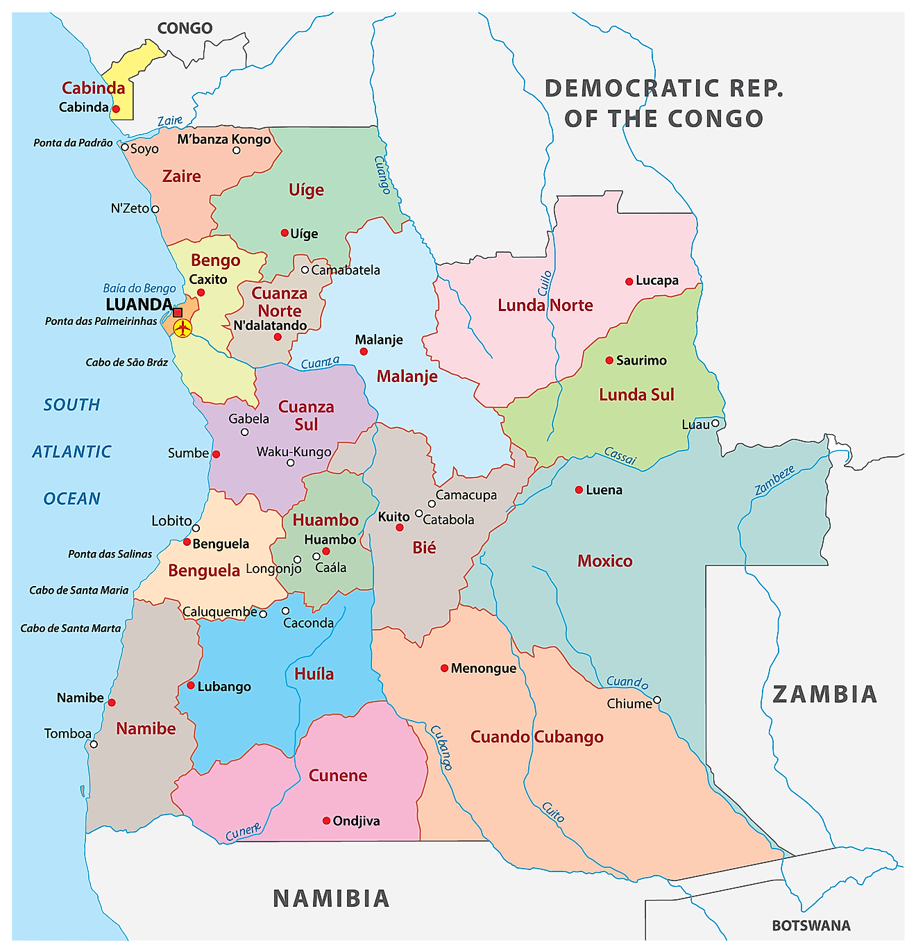 Provinces of Angola Map