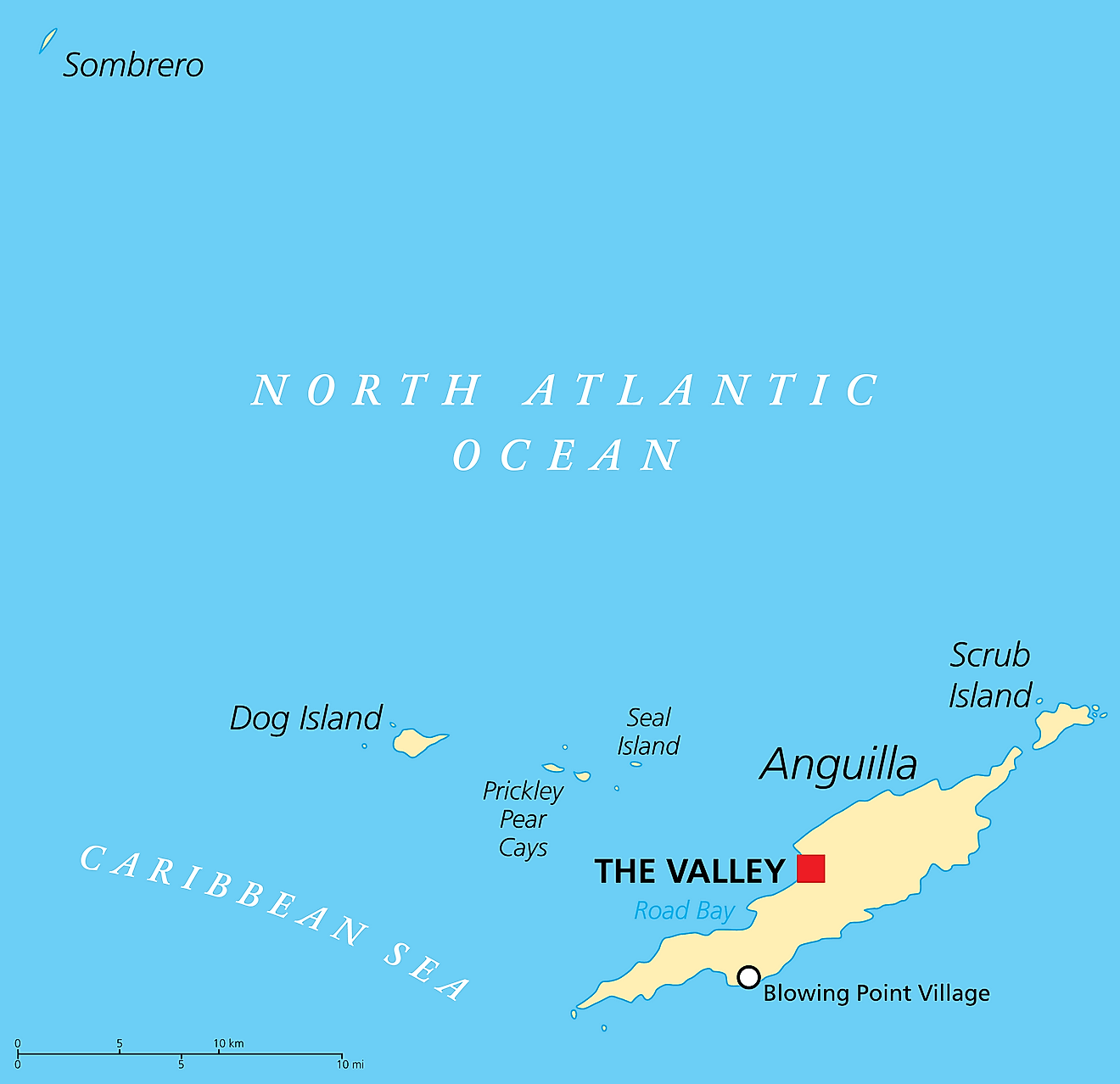 Bản đồ hành chính của Anguilla