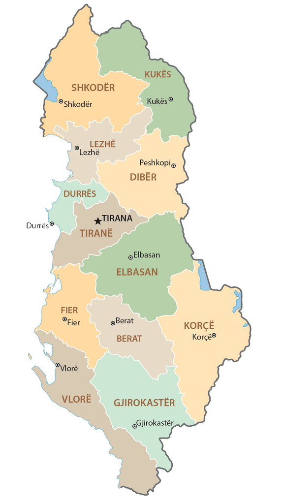 Bản đồ các quận của Albania