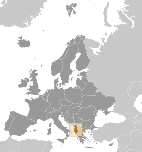 Bản đồ vị trí của Albania