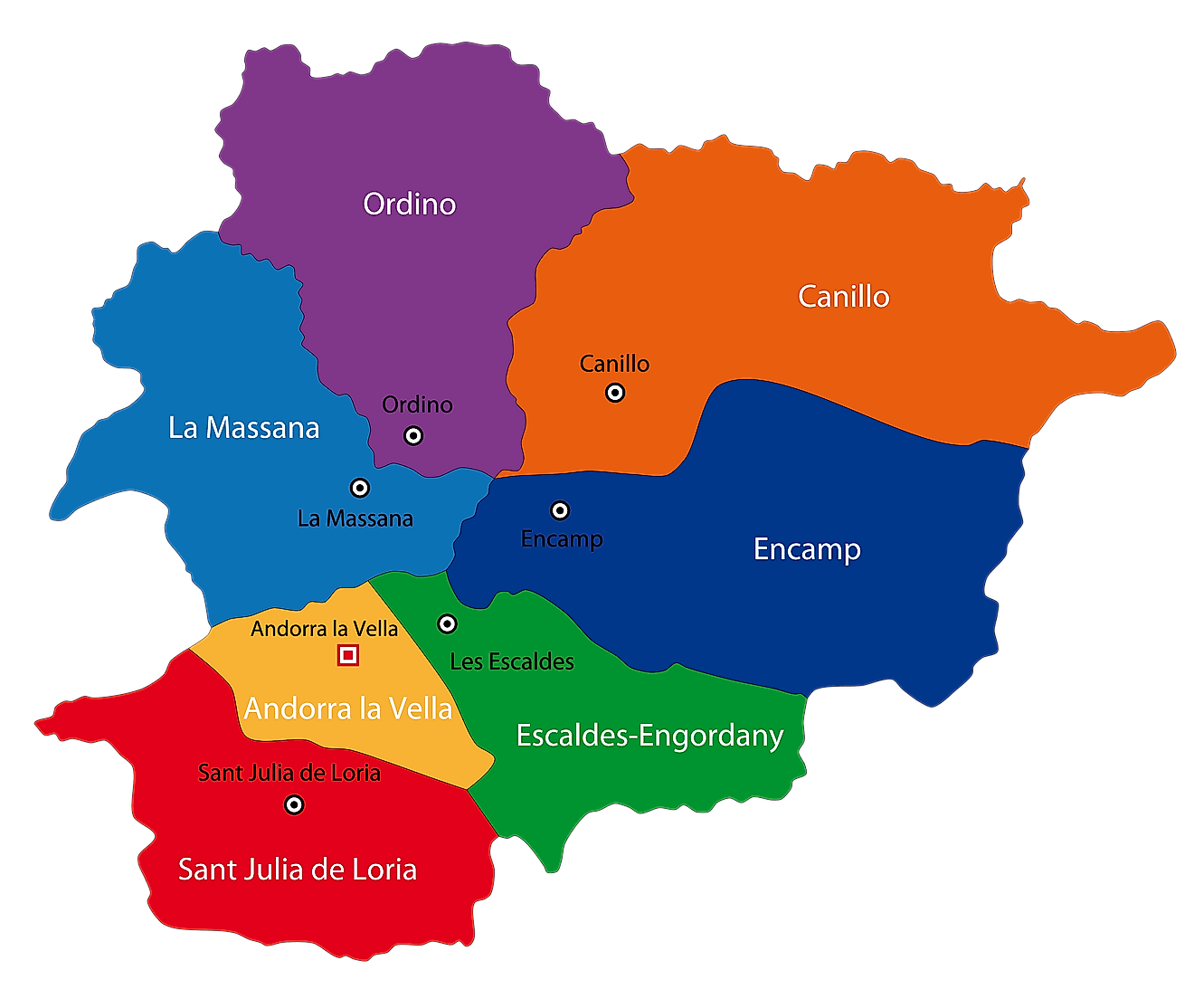 Parishes of Andorra Map