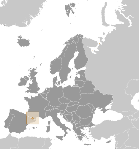 Bản đồ vị trí của Andorra