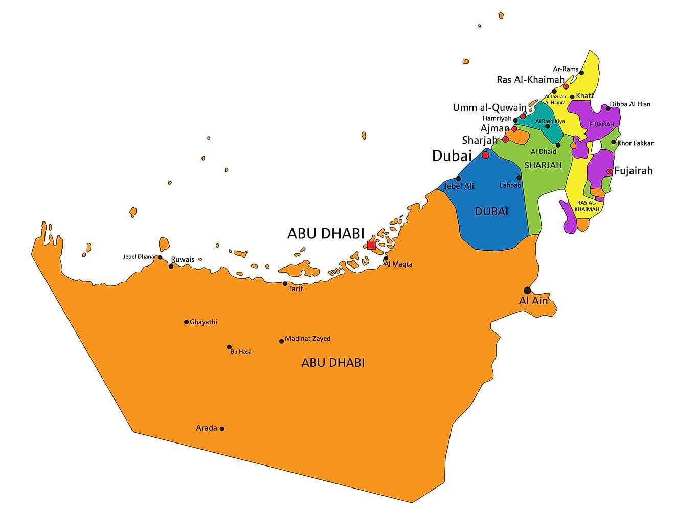 Bản đồ Emirates của Các Tiểu vương quốc Ả Rập Thống nhất