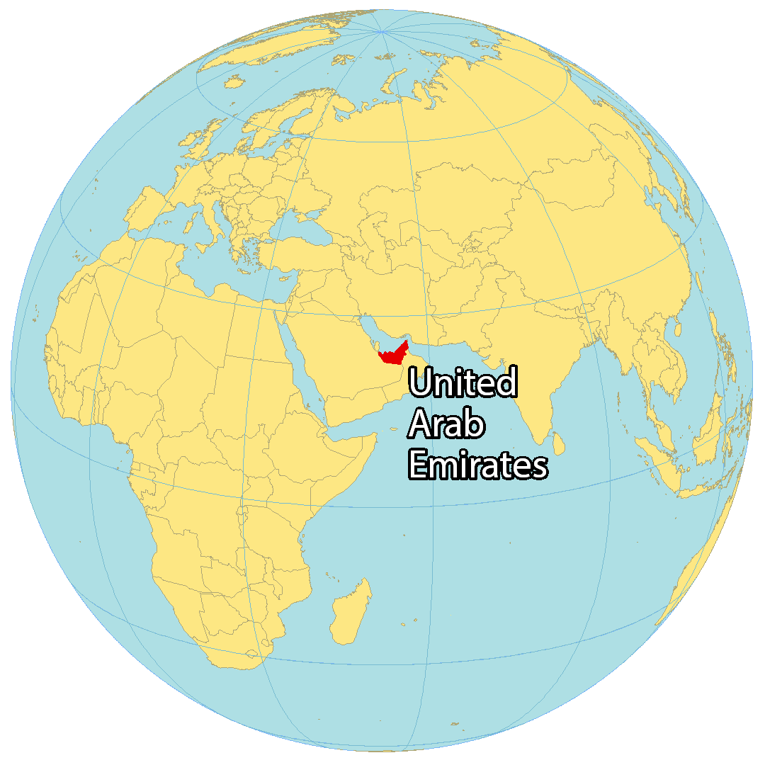 Bản đồ vị trí của United Arab Emirates. Nguồn: gisgeography.com