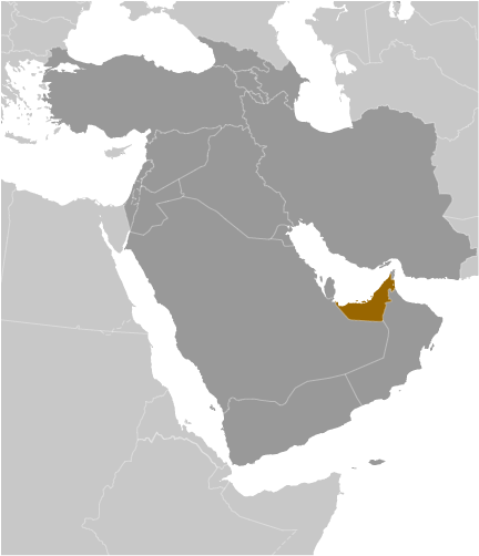 Bản đồ vị trí của Các tiểu vương quốc Ả Rập Thống nhất