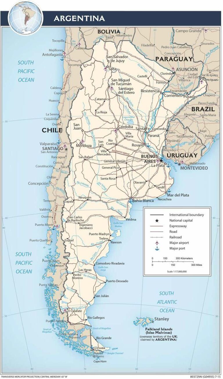 Argentina transportation map.
