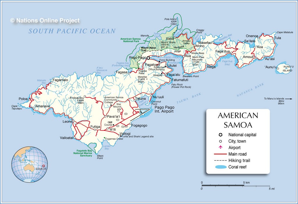 Bản đồ hành chính Samoa thuộc Mỹ