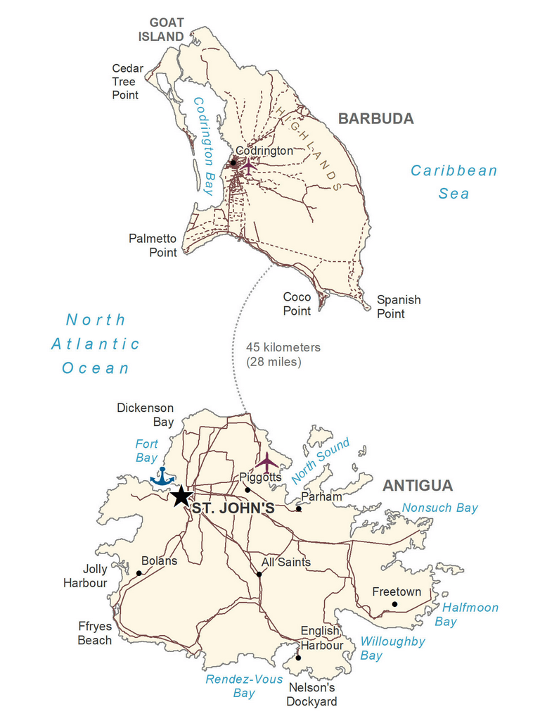 Bản đồ Antigua và Barbuda