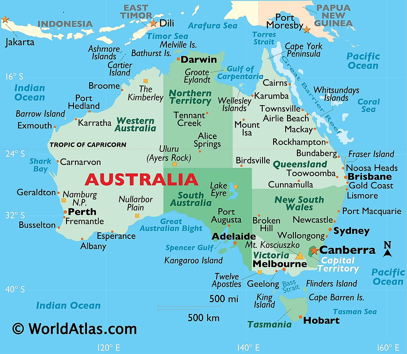 Bản đồ vật lý của Úc