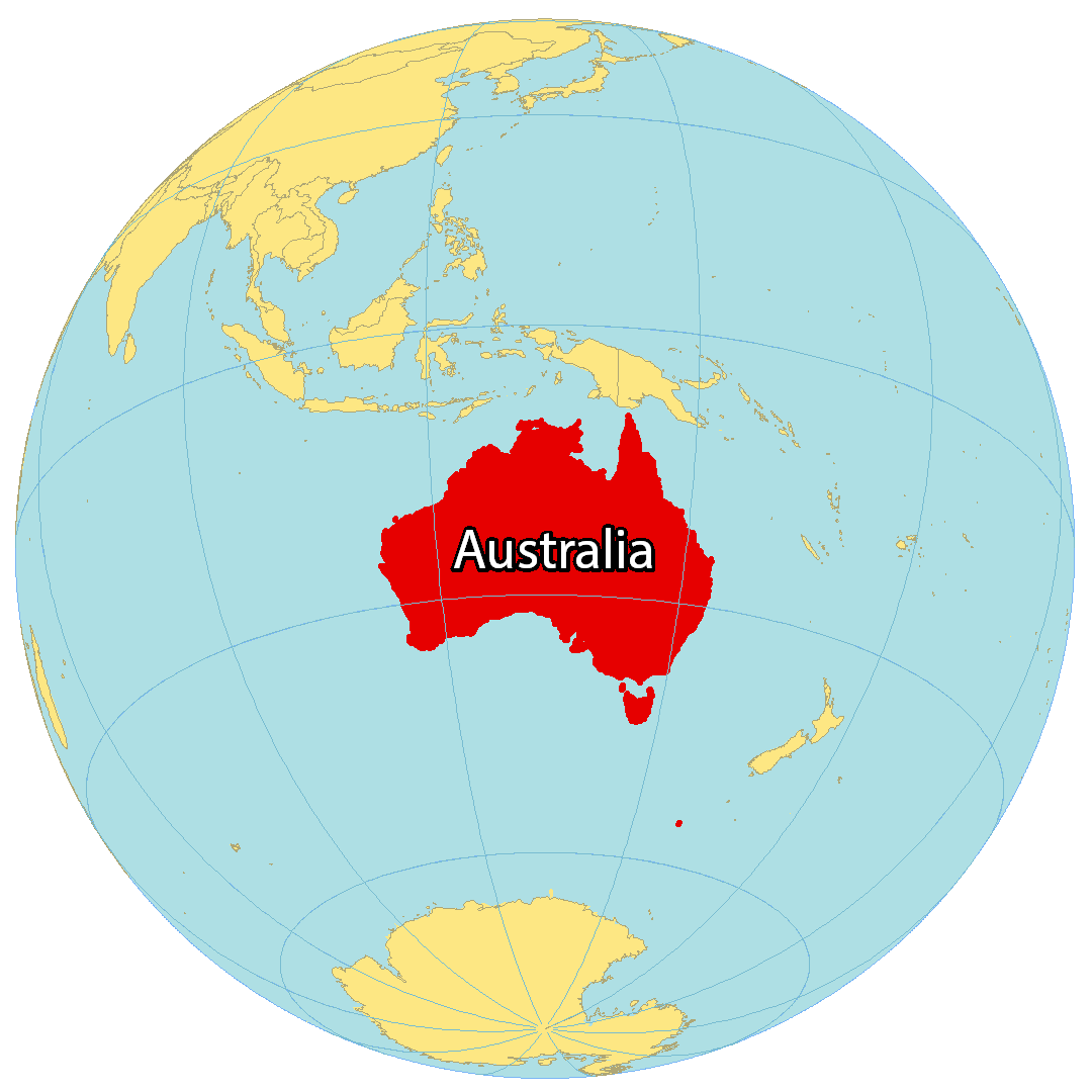 Bản đồ vị trí của Úc. Nguồn: gisgeography.com