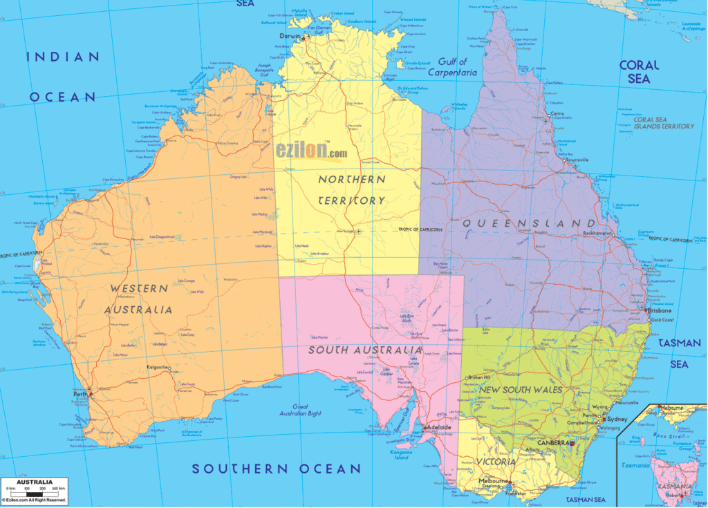 Bản đồ hành chính nước Úc