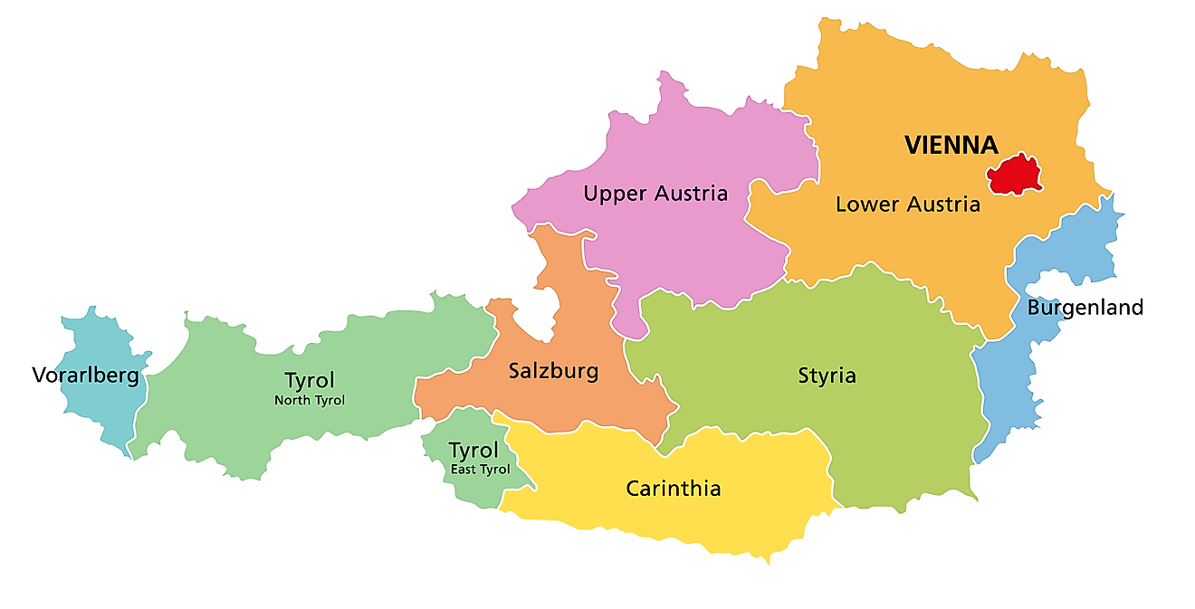 Bản đồ các bang của Áo