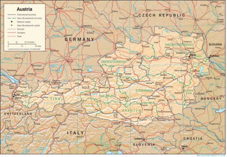 Bản đồ địa lý nước Áo