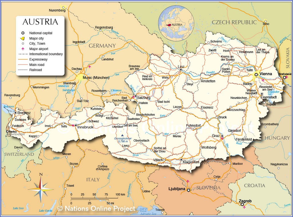 Bản đồ hành chính của Áo