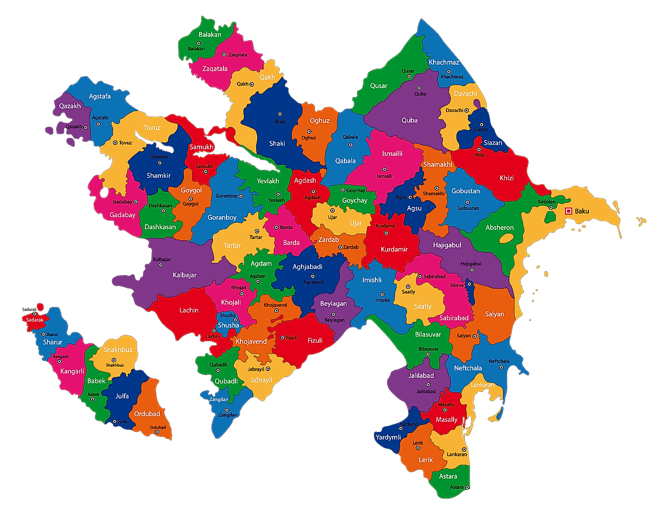 Rayons of Azerbaijan Map